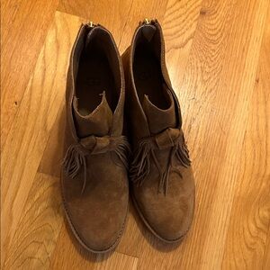 UGG Tan Suede Ankle Boots with Tassels